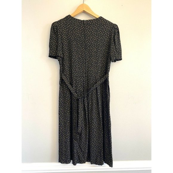 80s VINTAGE TORI ALEXANDER DRESSS BLACK SIZE 10 Button Down Short Sleeve MIDI - Picture 8 of 9